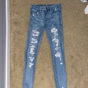 american eagle high rise ripped jeans